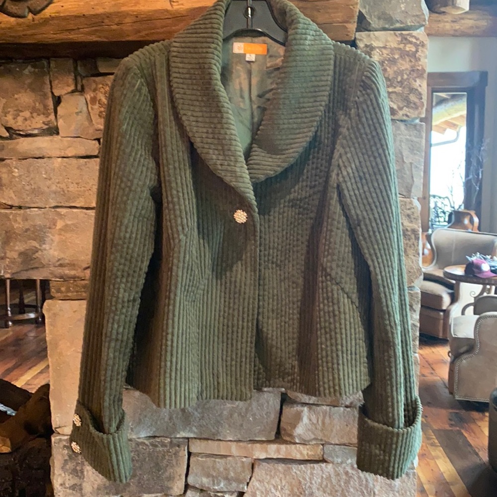 Green corduroy swing blazer